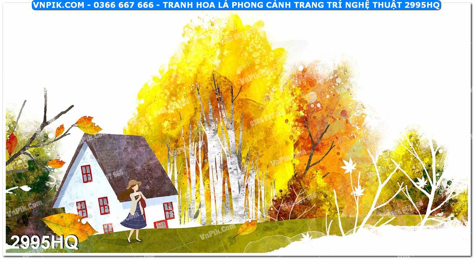 Tranh hoa lá phong cảnh trang trí nghệ thuật 2995HQ