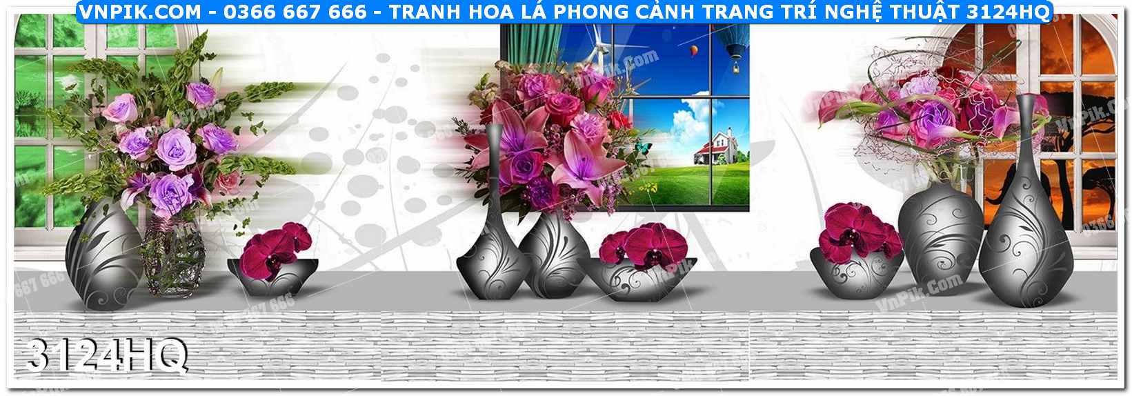 Tranh hoa lá phong cảnh trang trí nghệ thuật 3124HQ