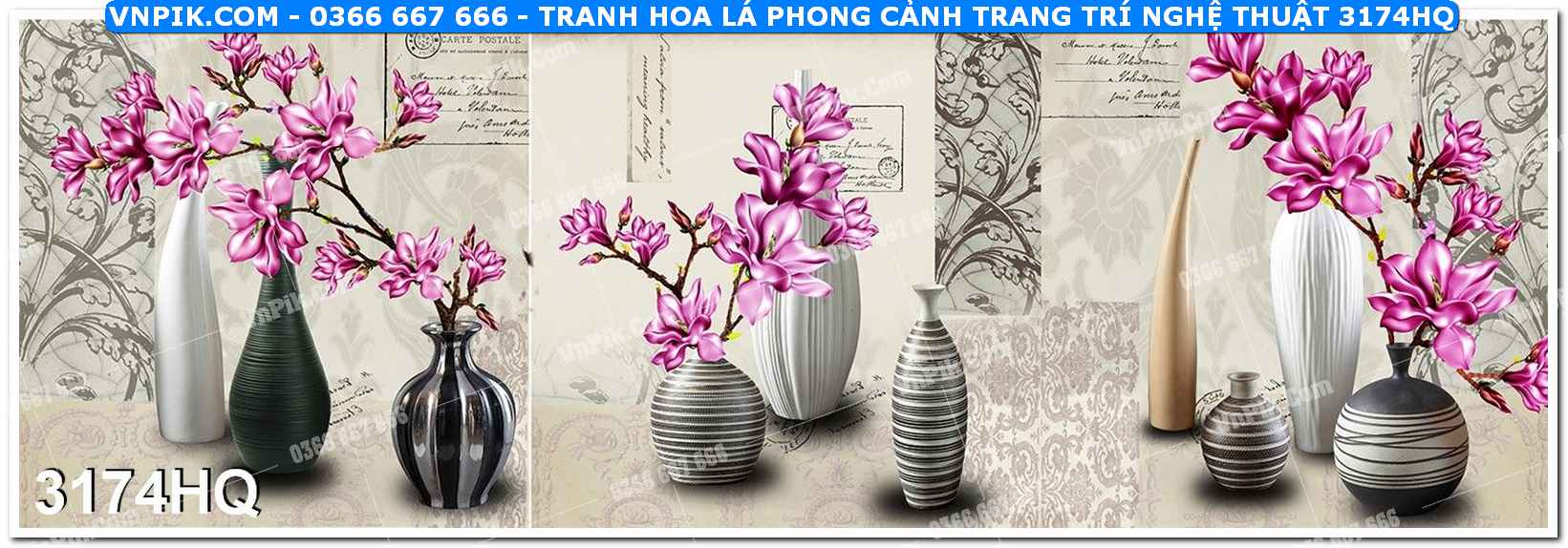 Tranh hoa lá phong cảnh trang trí nghệ thuật 3174HQ