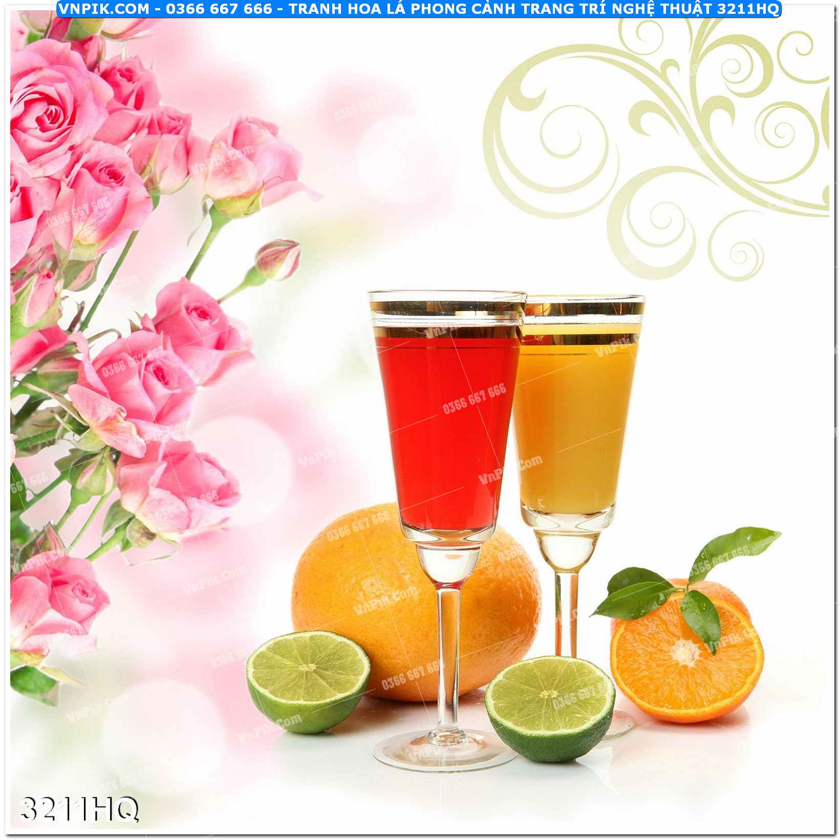 Tranh hoa lá phong cảnh trang trí nghệ thuật 3211HQ