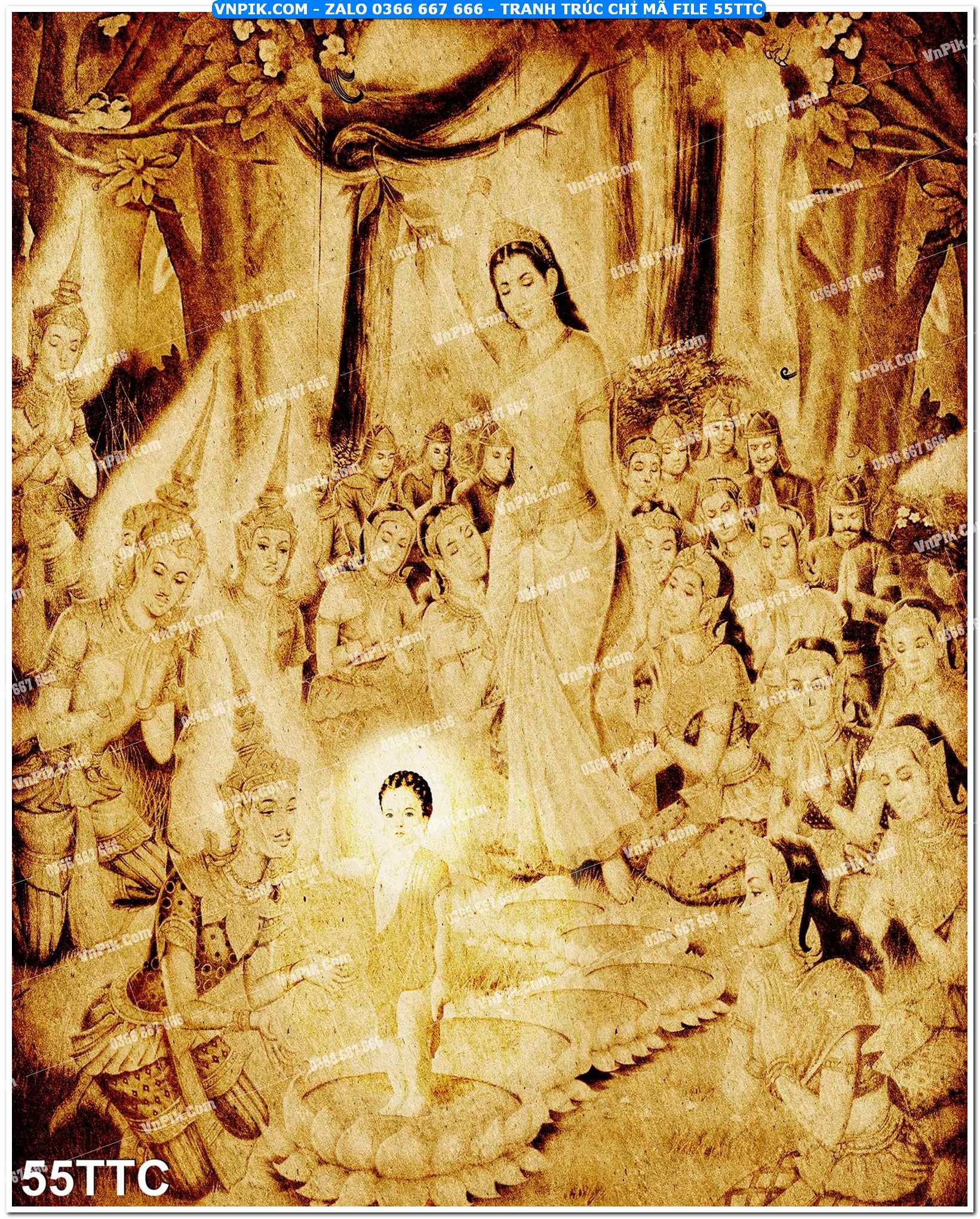 Tranh trúc chỉ – tranh trang trí bàn thờ 55TTC