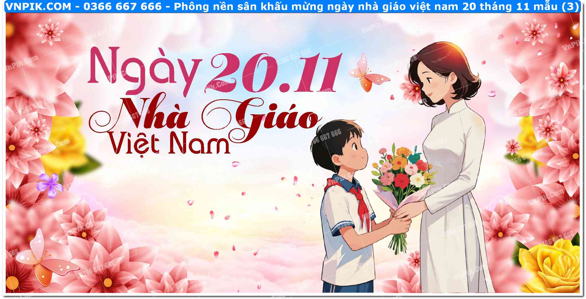 Phông nền sân khấu mừng ngày nhà giáo việt nam 20 tháng 11 mẫu (3)