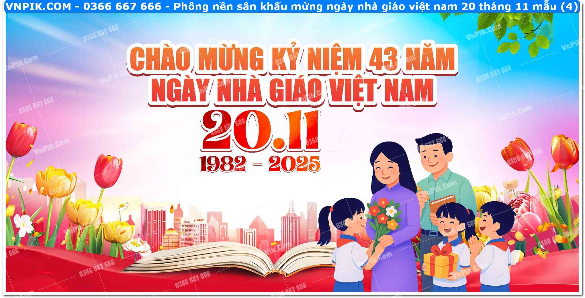 Phông nền sân khấu mừng ngày nhà giáo việt nam 20 tháng 11 mẫu (4)