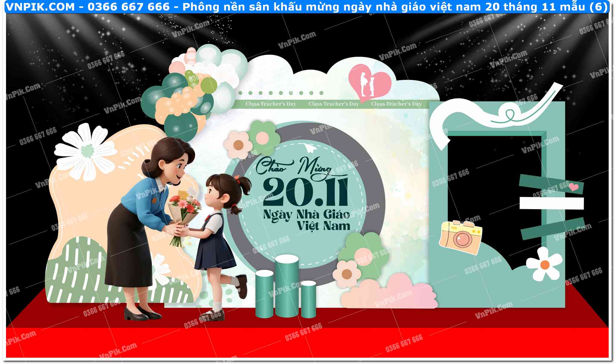 Phông nền sân khấu mừng ngày nhà giáo việt nam 20 tháng 11 mẫu (6)