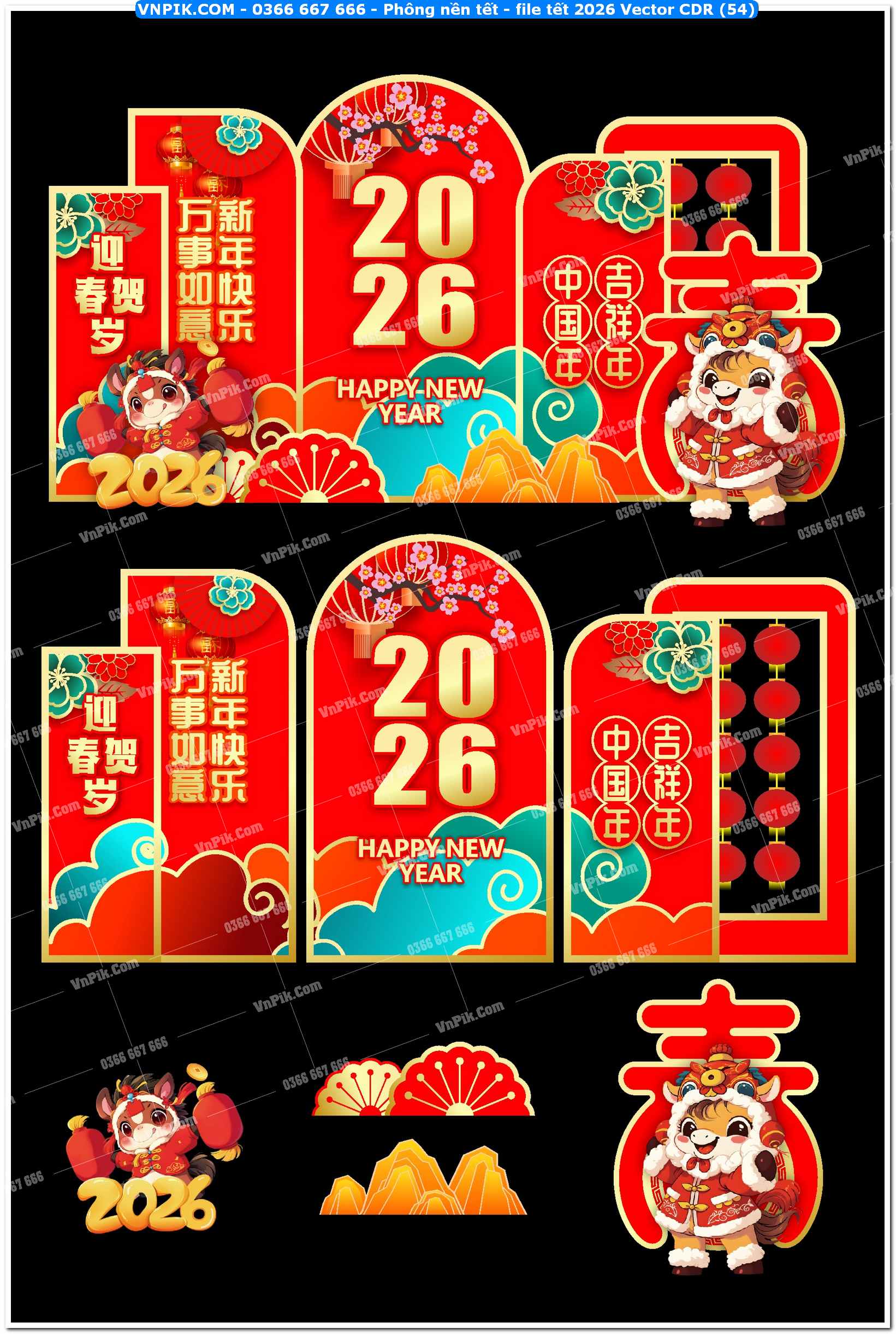Phông nền tết – file tết 2026 Vector CDR (54)