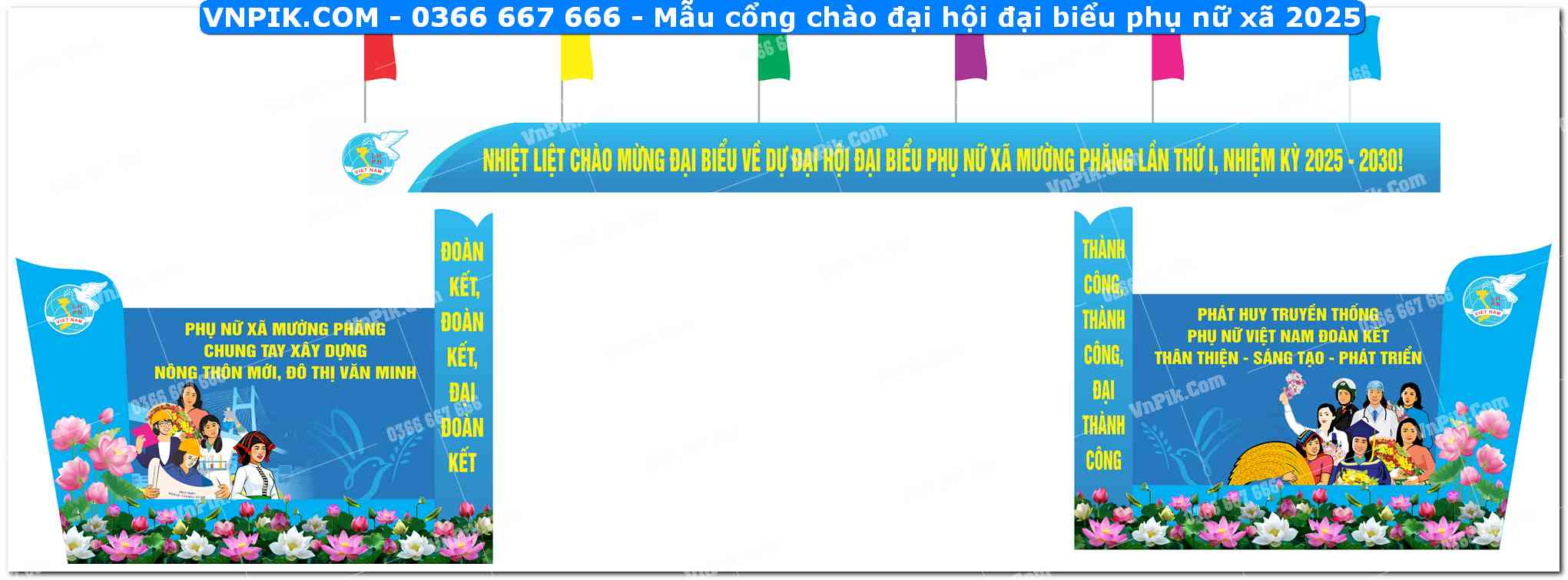 Mẫu cổng chào đại hội đại biểu phụ nữ xã 2025