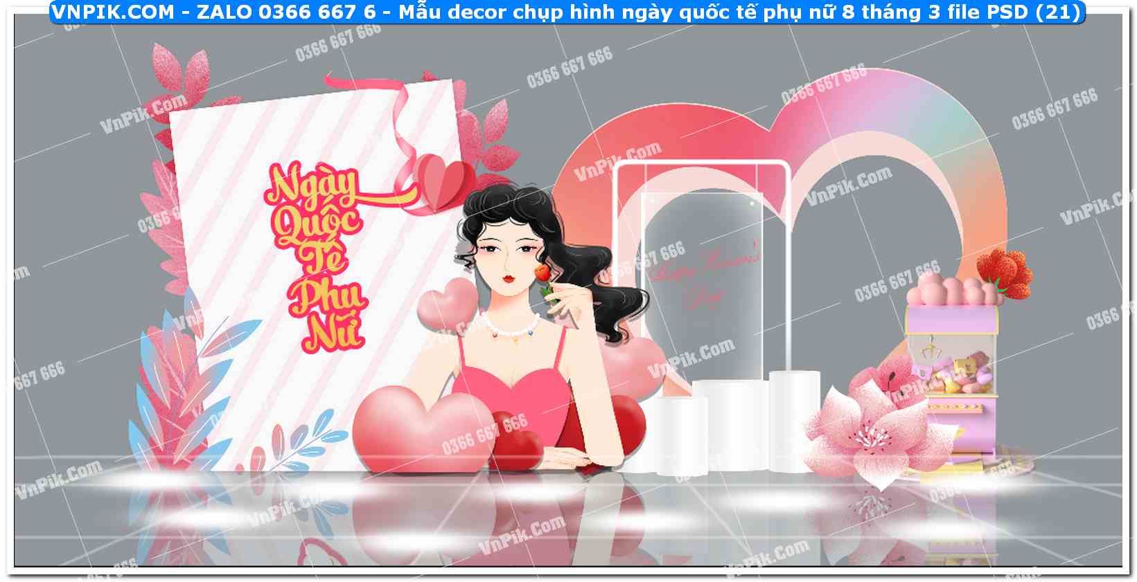 Mẫu decor chụp hình ngày quốc tế phụ nữ 8 tháng 3 file PSD (21)