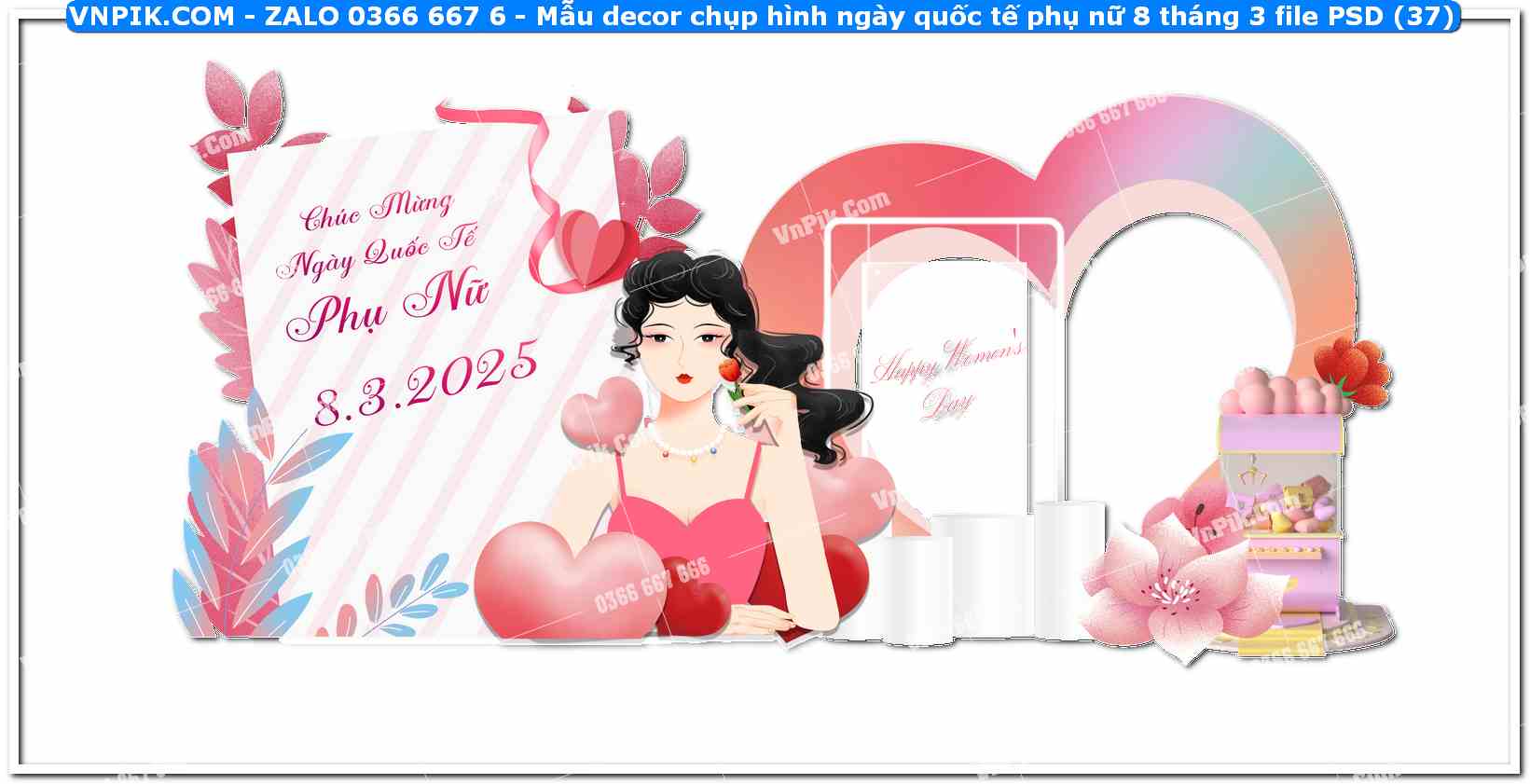 Mẫu decor chụp hình ngày quốc tế phụ nữ 8 tháng 3 file PSD (37)