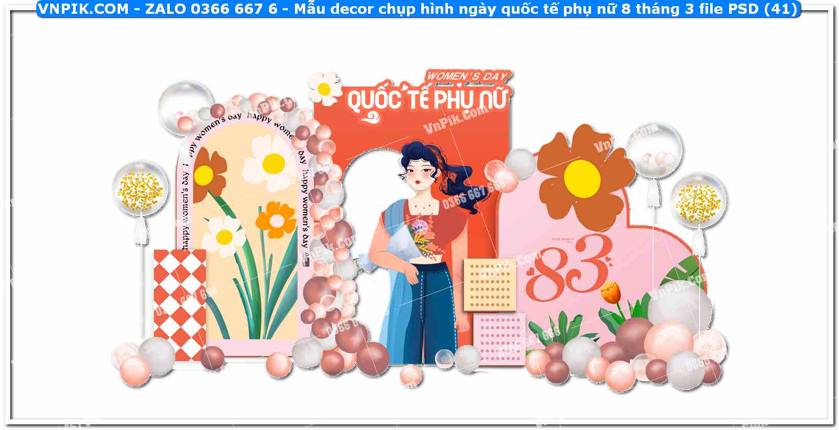 Mẫu decor chụp hình ngày quốc tế phụ nữ 8 tháng 3 file PSD (41)