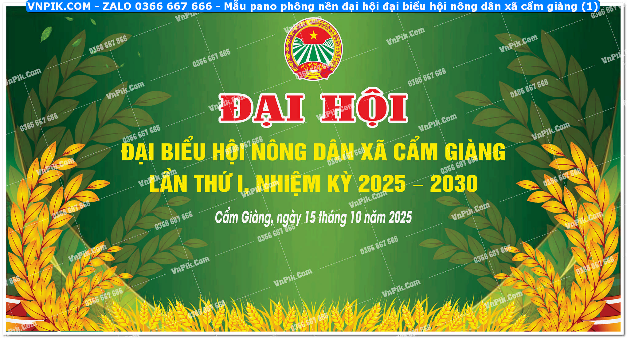 Mẫu pano phông nền đại hội đại biểu hội nông dân xã cẩm giàng (1)