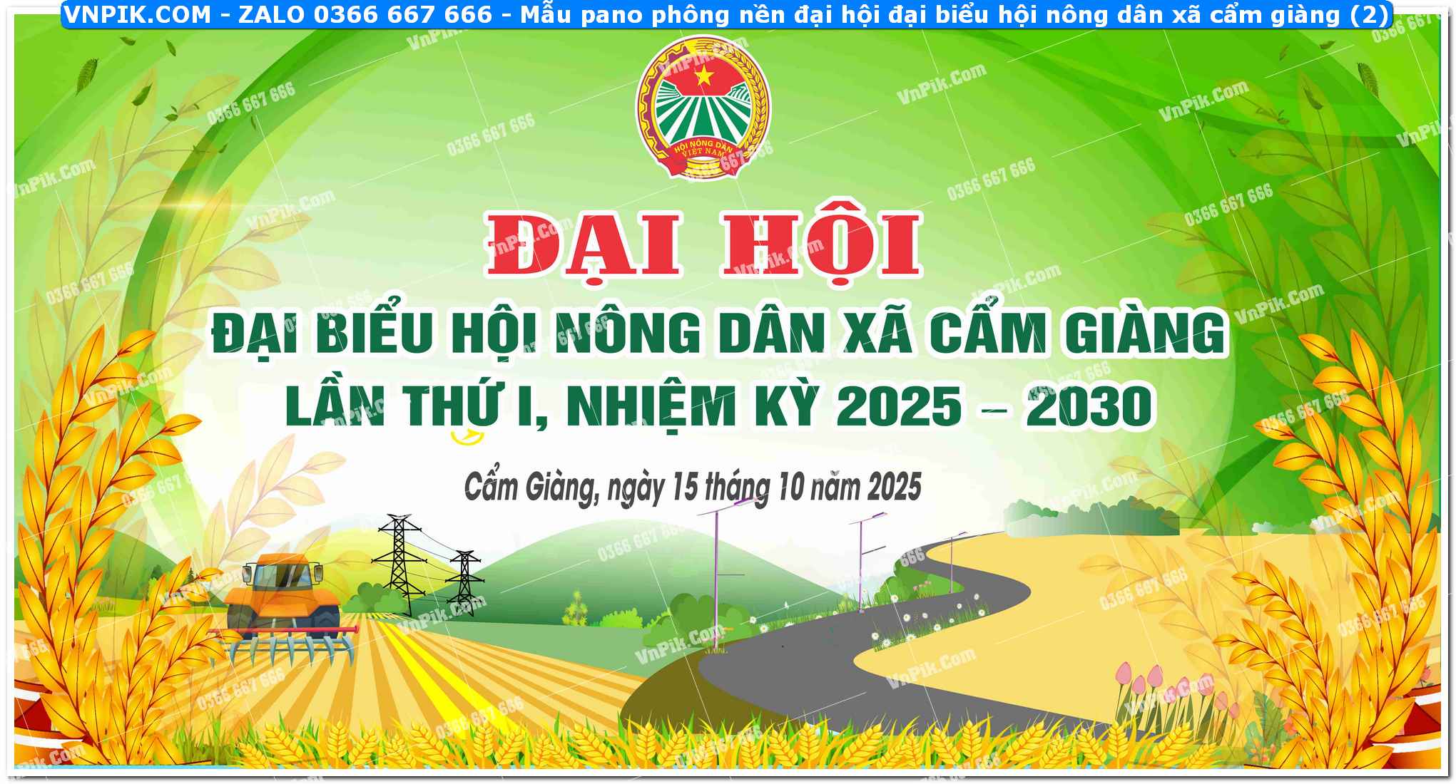 Mẫu pano phông nền đại hội đại biểu hội nông dân xã cẩm giàng (2)