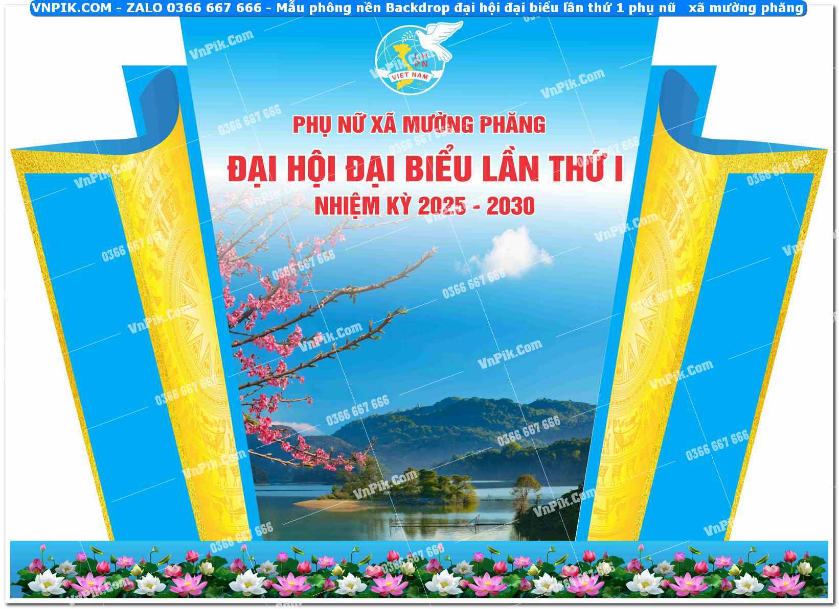 Mẫu phông nền Backdrop đại hội đại biểu lần thứ 1 phụ nữ xã mường phăng