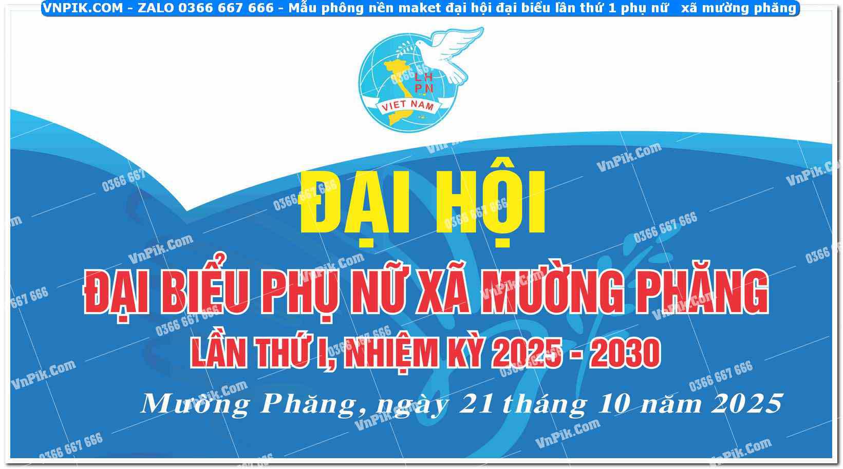 Mẫu phông nền maket đại hội đại biểu lần thứ 1 phụ nữ xã mường phăng