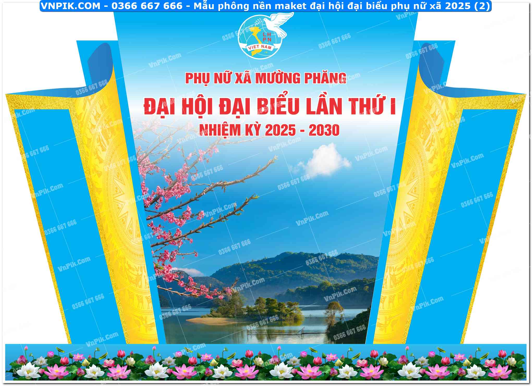 Mẫu phông nền maket đại hội đại biểu phụ nữ xã 2025 (2)