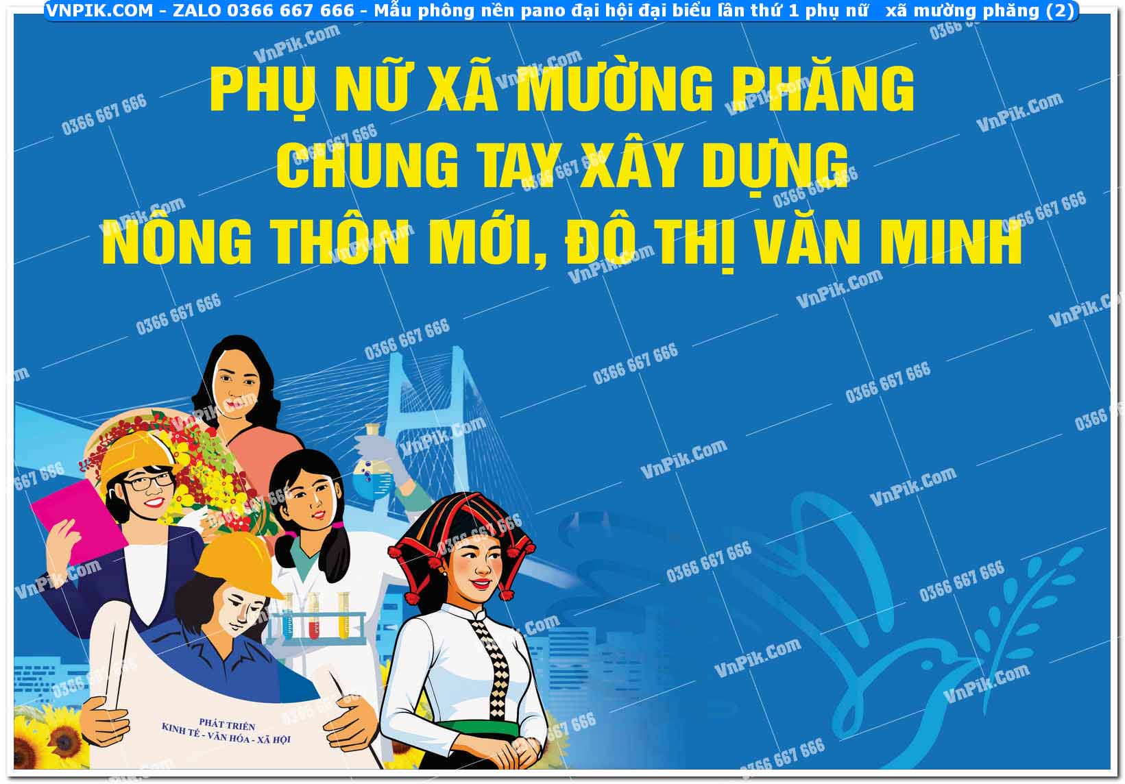 Mẫu phông nền pano đại hội đại biểu lần thứ 1 phụ nữ xã mường phăng (2)