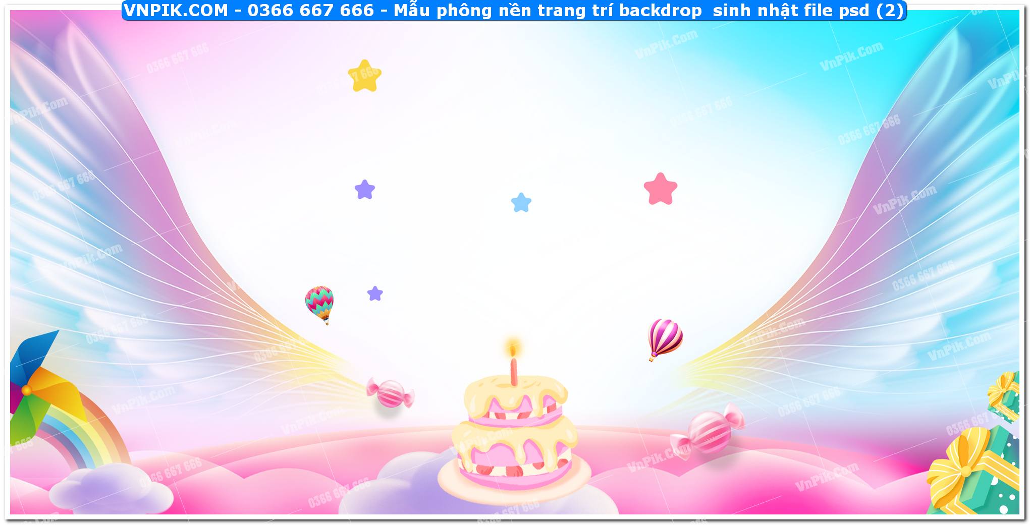 Mẫu phông nền trang trí backdrop  sinh nhật file psd (2)