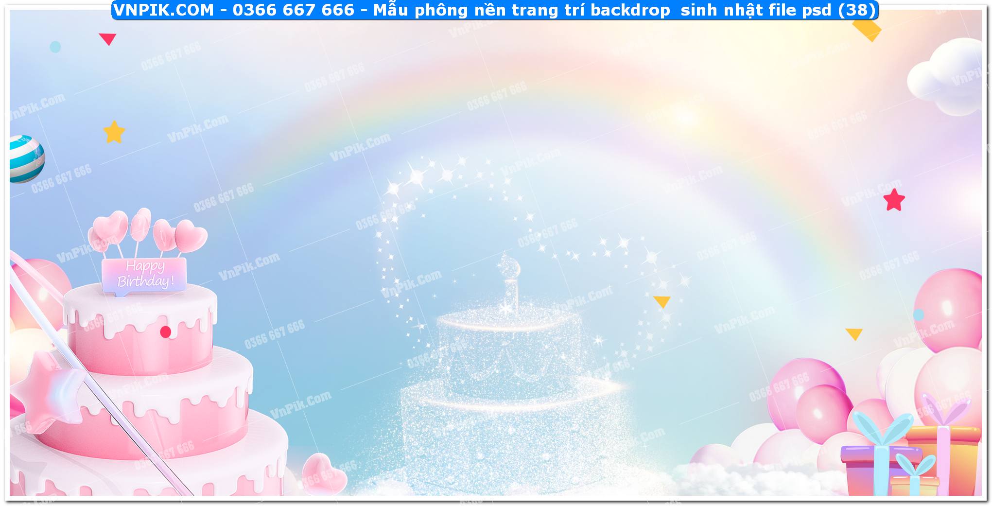 Mẫu phông nền trang trí backdrop  sinh nhật file psd (39)