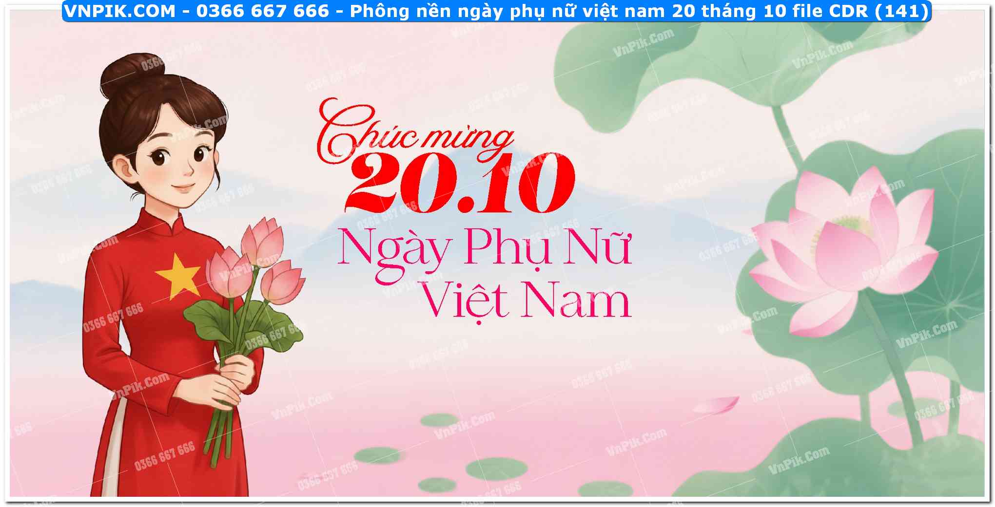 Phông nền ngày phụ nữ việt nam 20 tháng 10 file CDR (141)