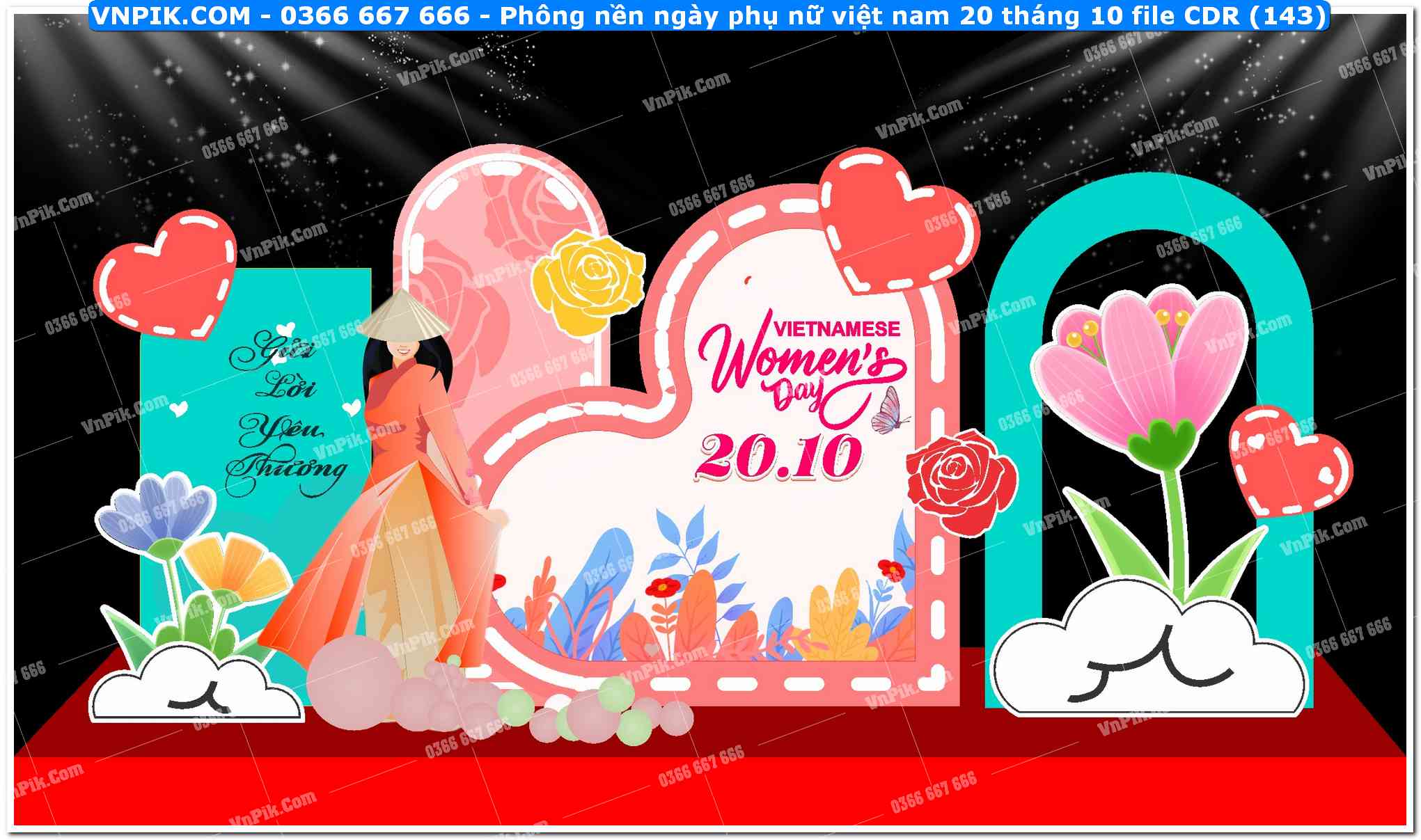 Phông nền ngày phụ nữ việt nam 20 tháng 10 file CDR (143)