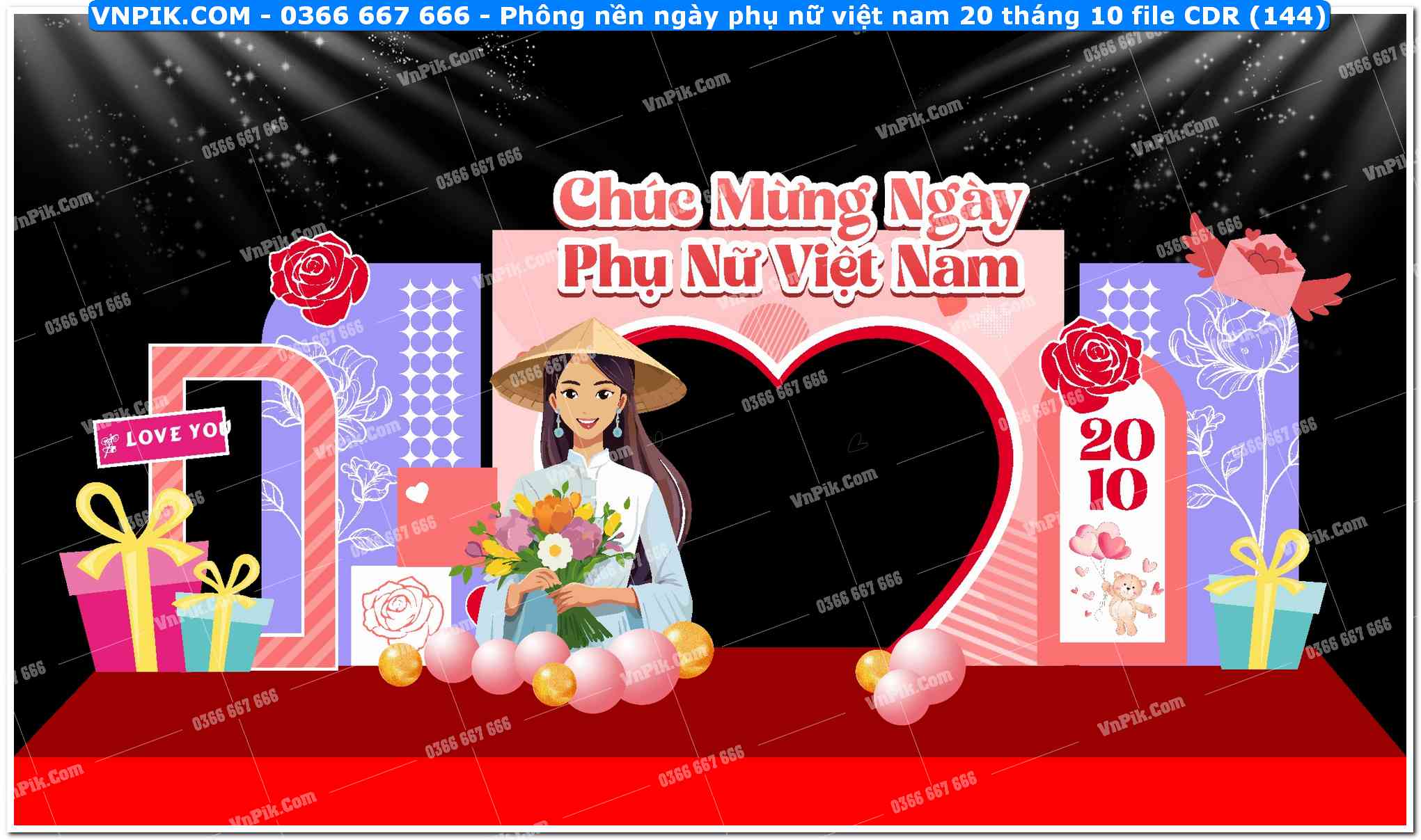 Phông nền ngày phụ nữ việt nam 20 tháng 10 file CDR (144)