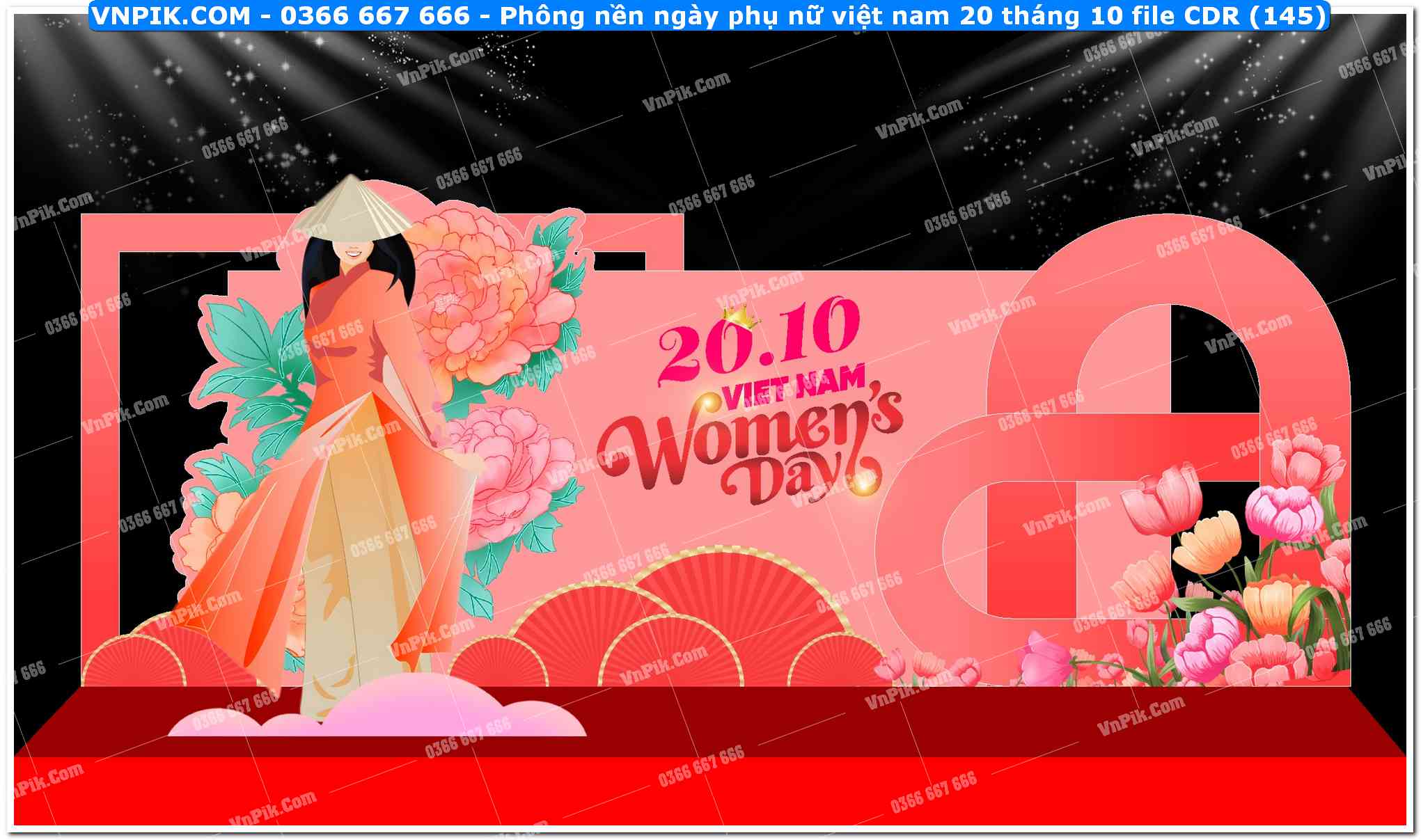 Phông nền ngày phụ nữ việt nam 20 tháng 10 file CDR (145)