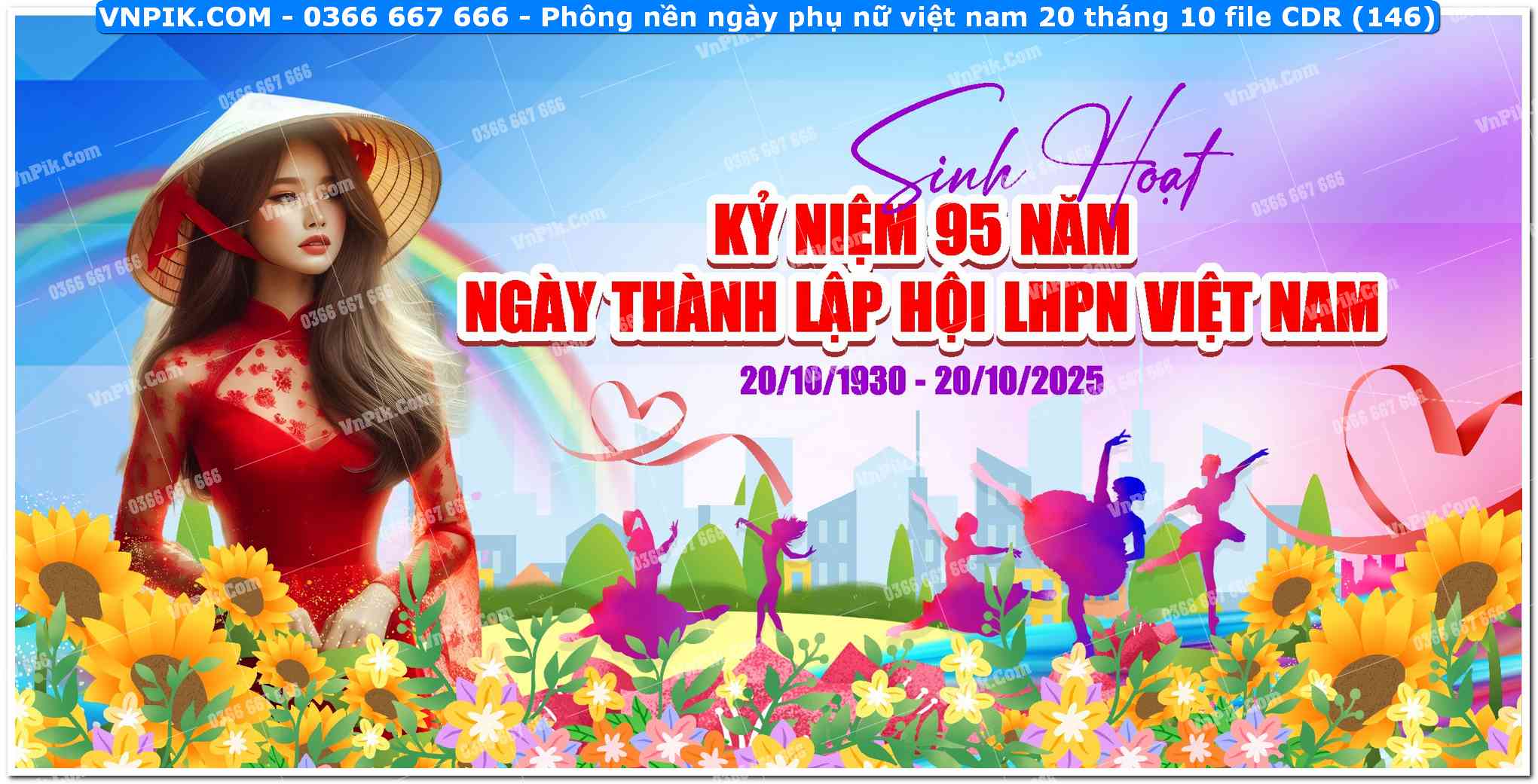 Phông nền ngày phụ nữ việt nam 20 tháng 10 file CDR (146)
