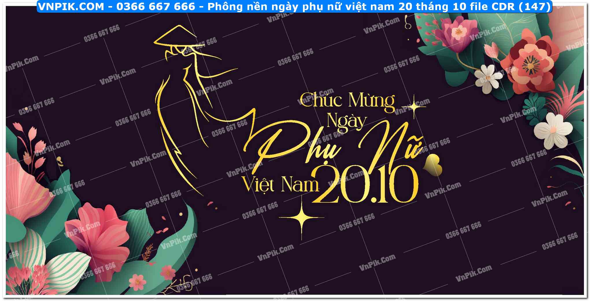 Phông nền ngày phụ nữ việt nam 20 tháng 10 file CDR (147)