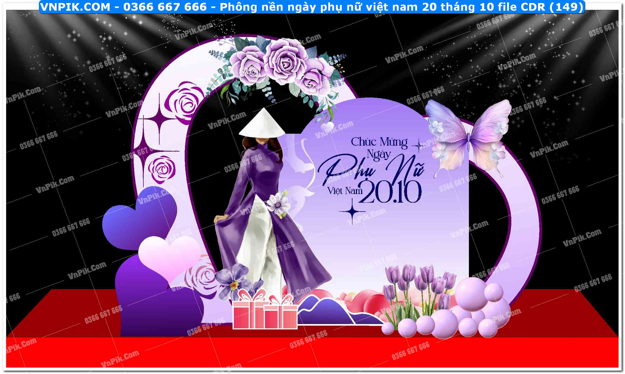 Phông nền ngày phụ nữ việt nam 20 tháng 10 file CDR (149)