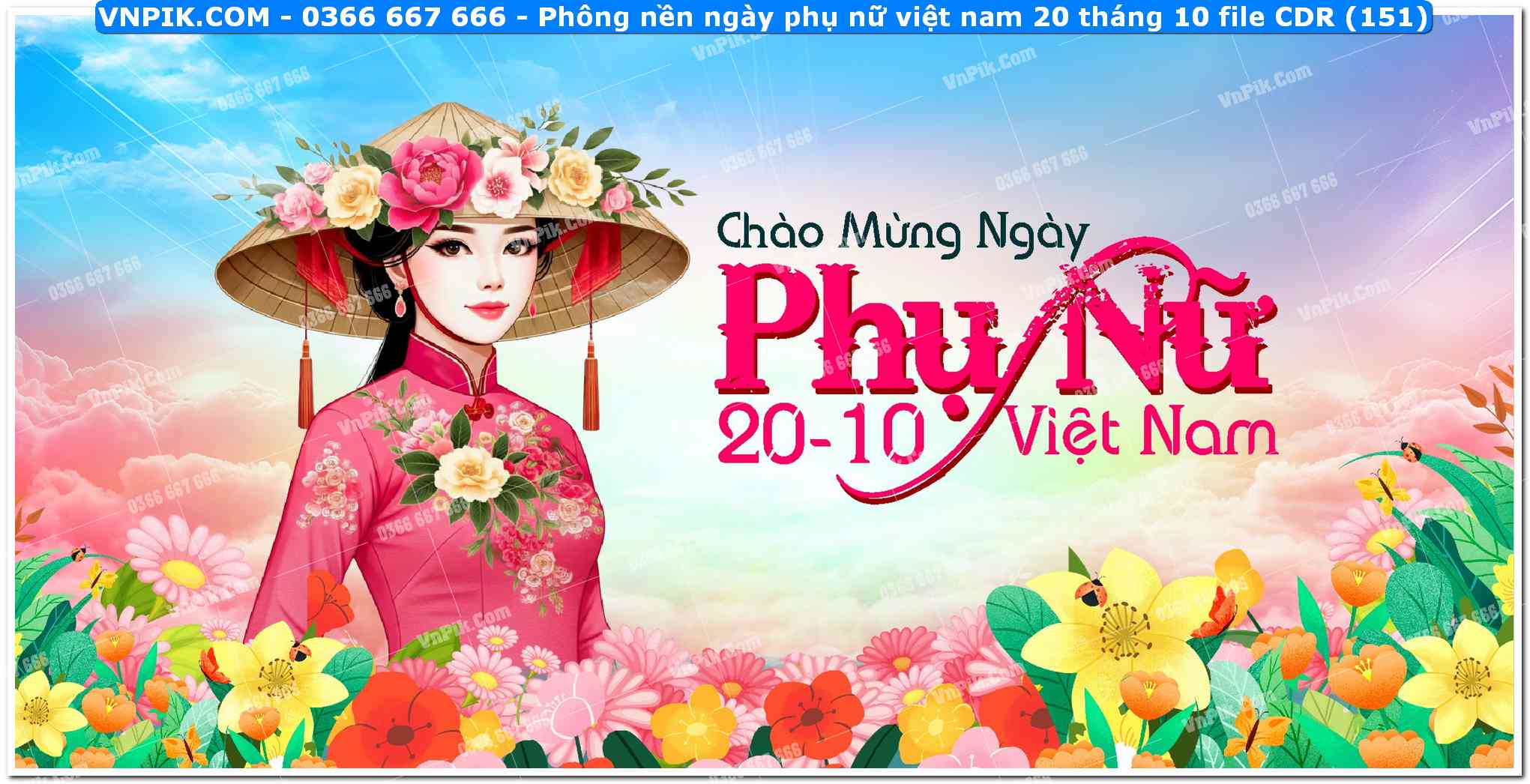 Phông nền ngày phụ nữ việt nam 20 tháng 10 file CDR (151)