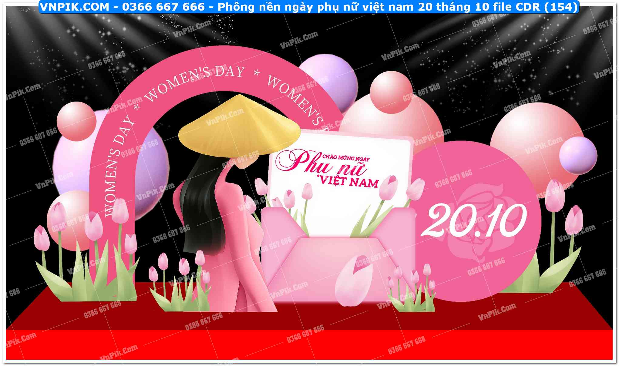 Phông nền ngày phụ nữ việt nam 20 tháng 10 file CDR (154)