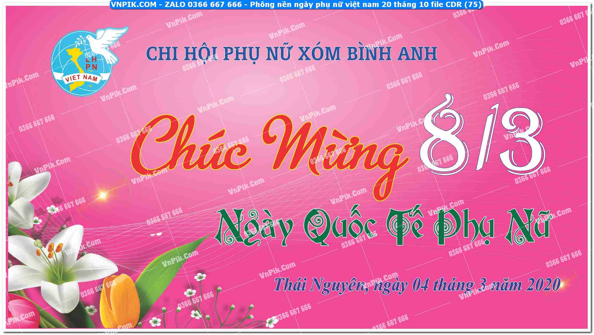 Phông nền ngày phụ nữ việt nam 20 tháng 10 file CDR (75)