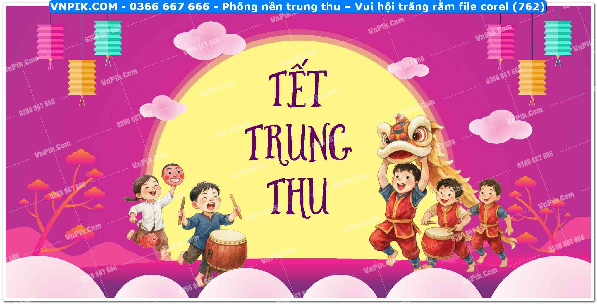 Phông nền trung thu – Vui hội trăng rằm file corel (762)