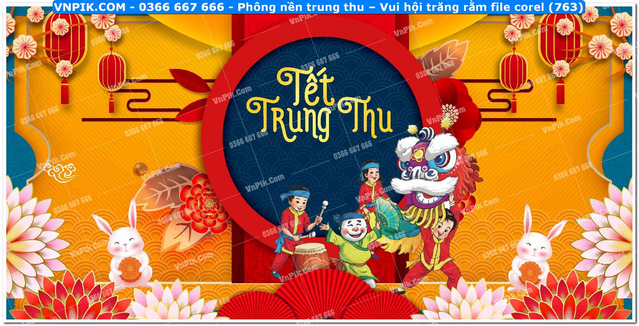 Phông nền trung thu – Vui hội trăng rằm file corel (763)