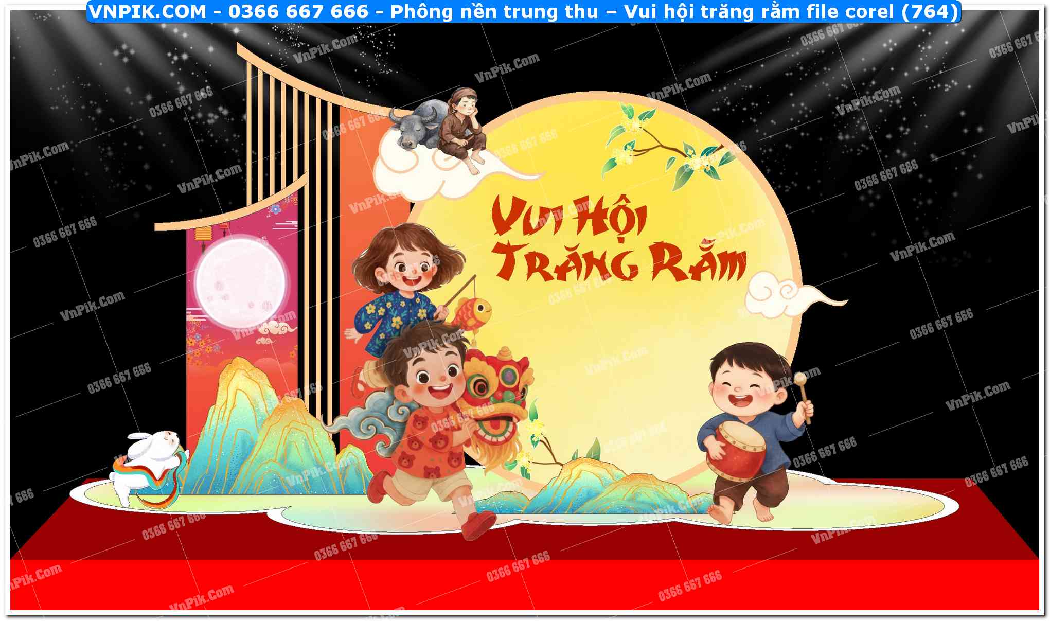 Phông nền trung thu – Vui hội trăng rằm file corel (764)