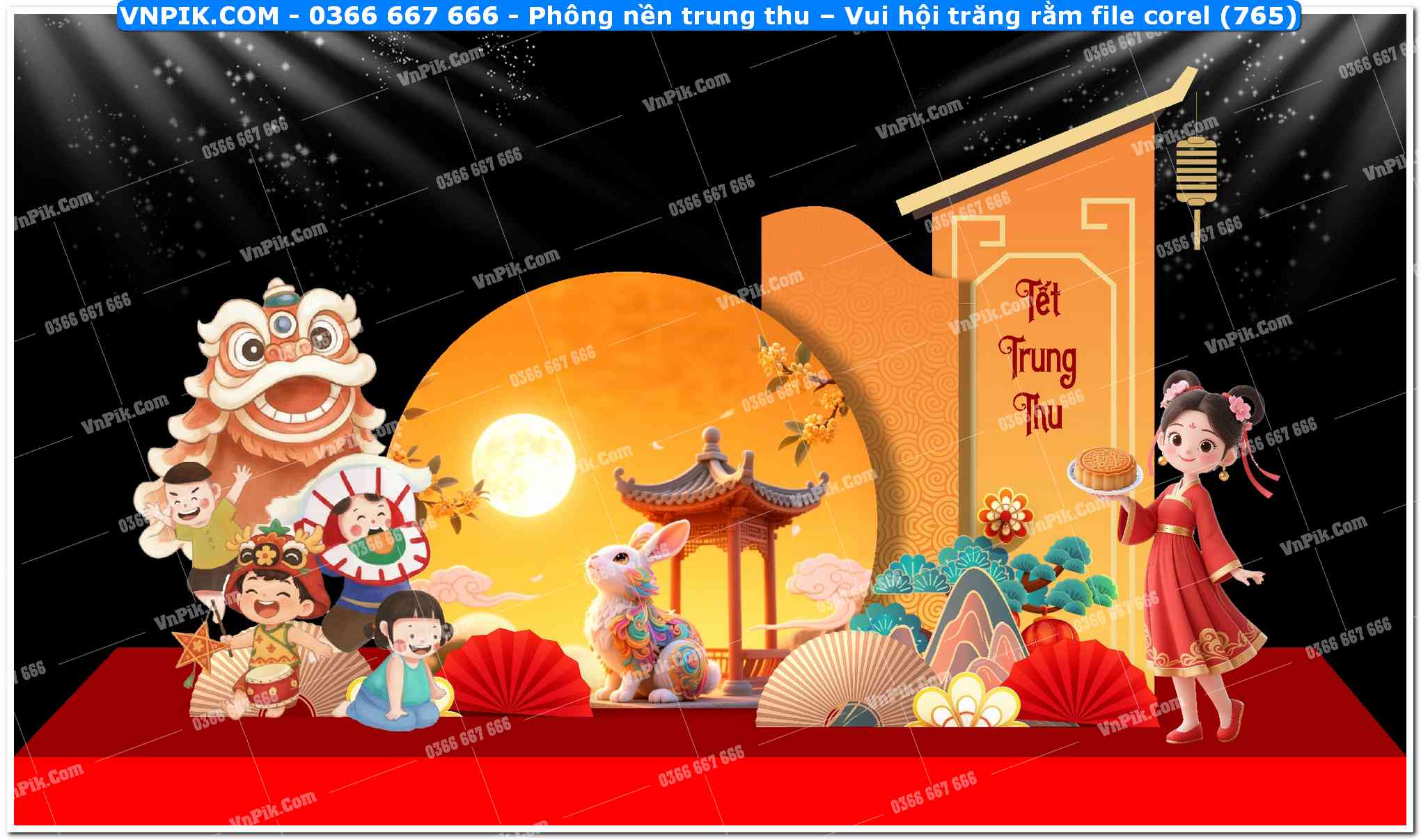 Phông nền trung thu – Vui hội trăng rằm file corel (765)