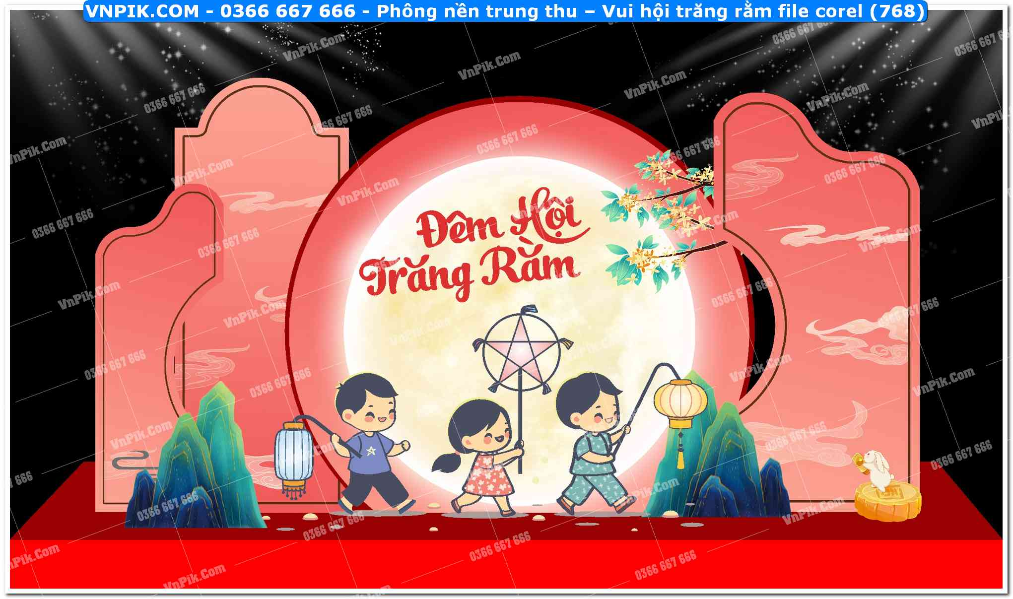 Phông nền trung thu – Vui hội trăng rằm file corel (768)