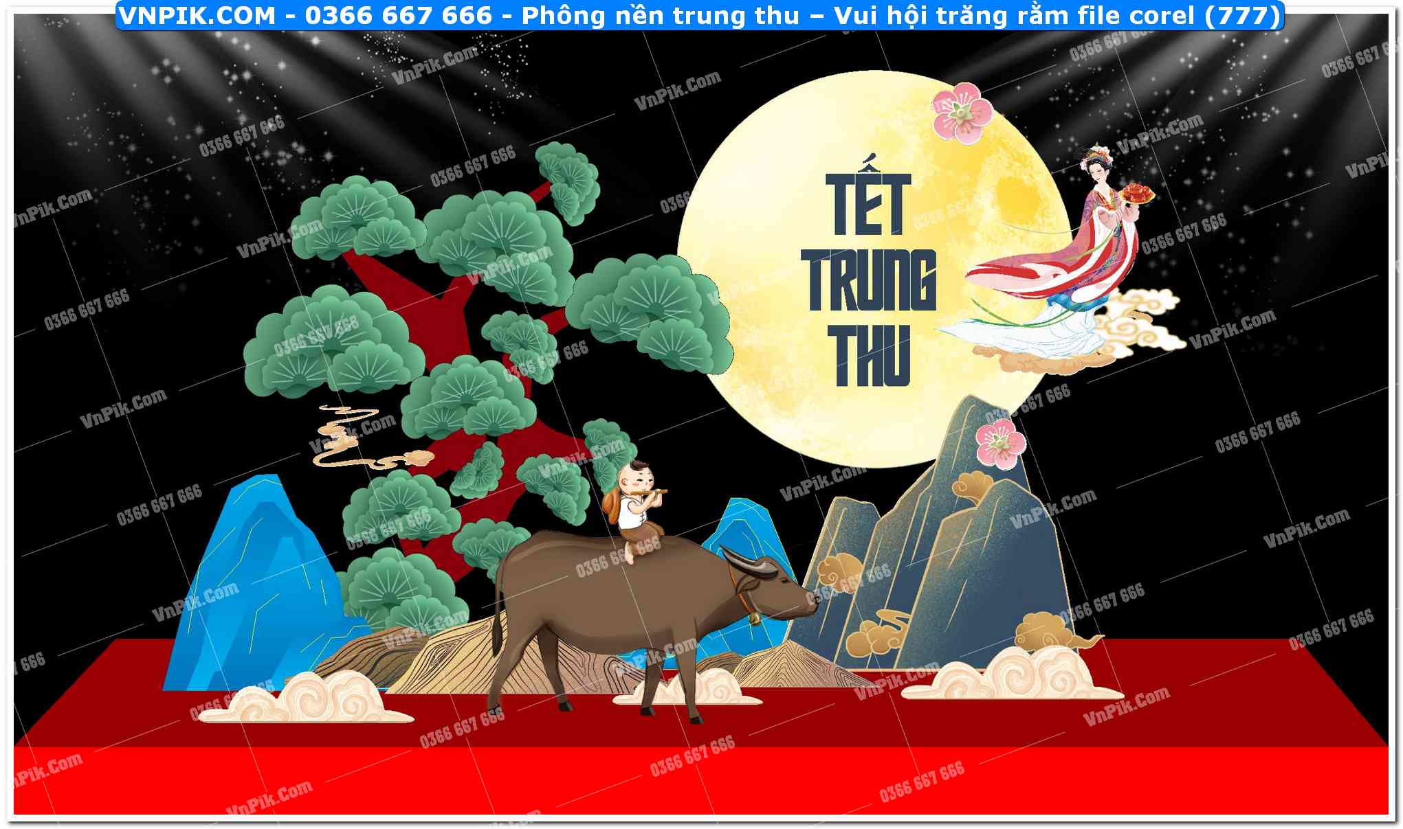 Phông nền trung thu – Vui hội trăng rằm file corel (777)
