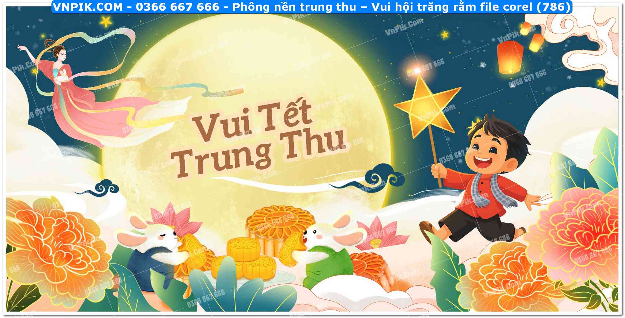 Phông nền trung thu – Vui hội trăng rằm file corel (786)
