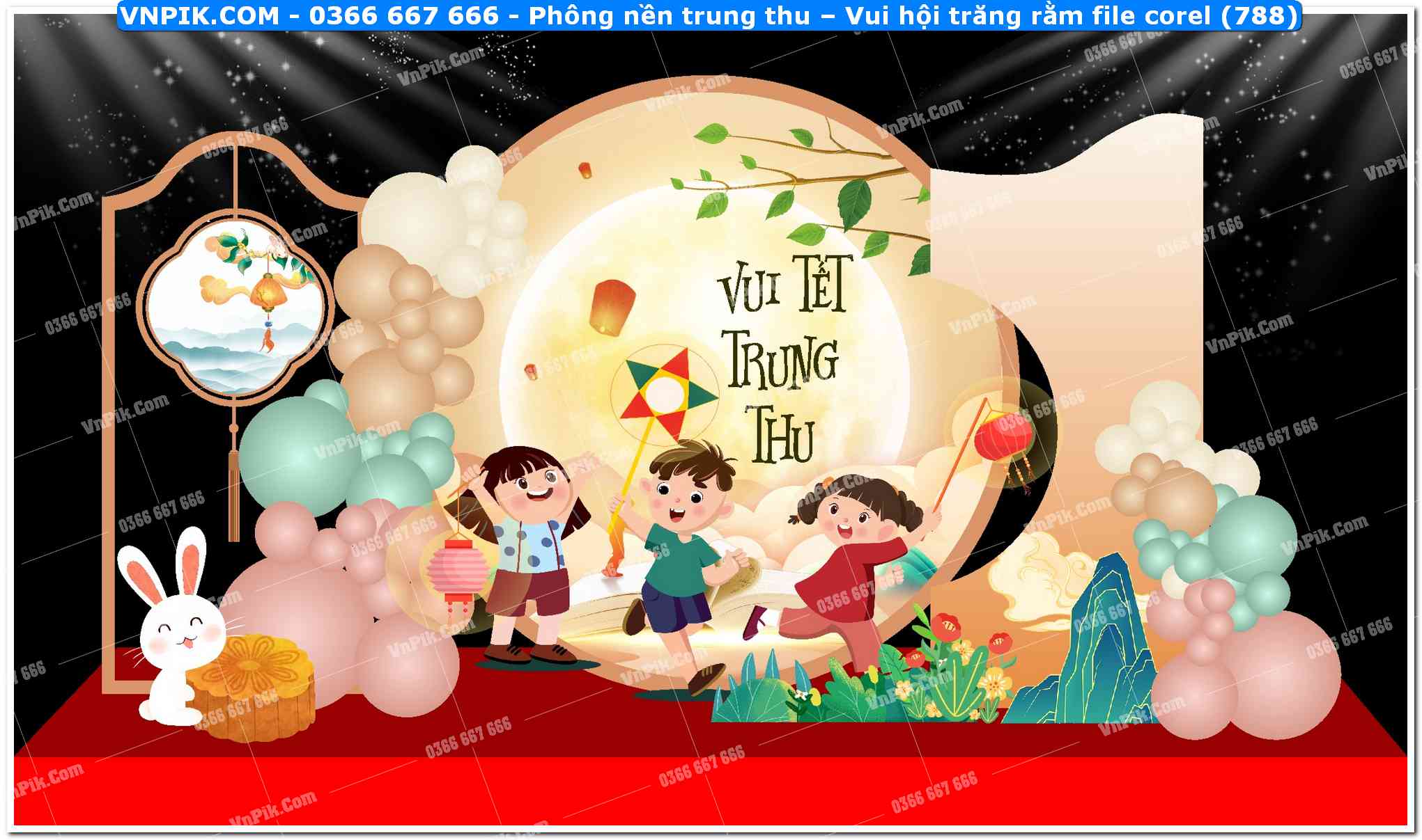 Phông nền trung thu – Vui hội trăng rằm file corel (788)