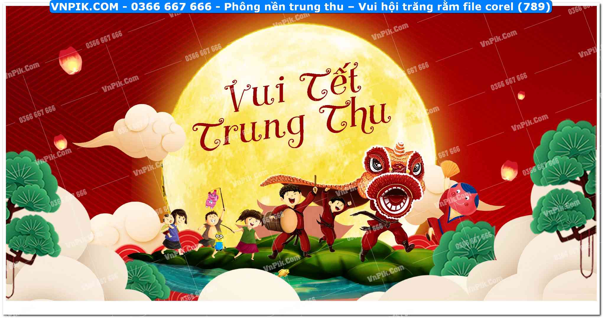 Phông nền trung thu – Vui hội trăng rằm file corel (789)