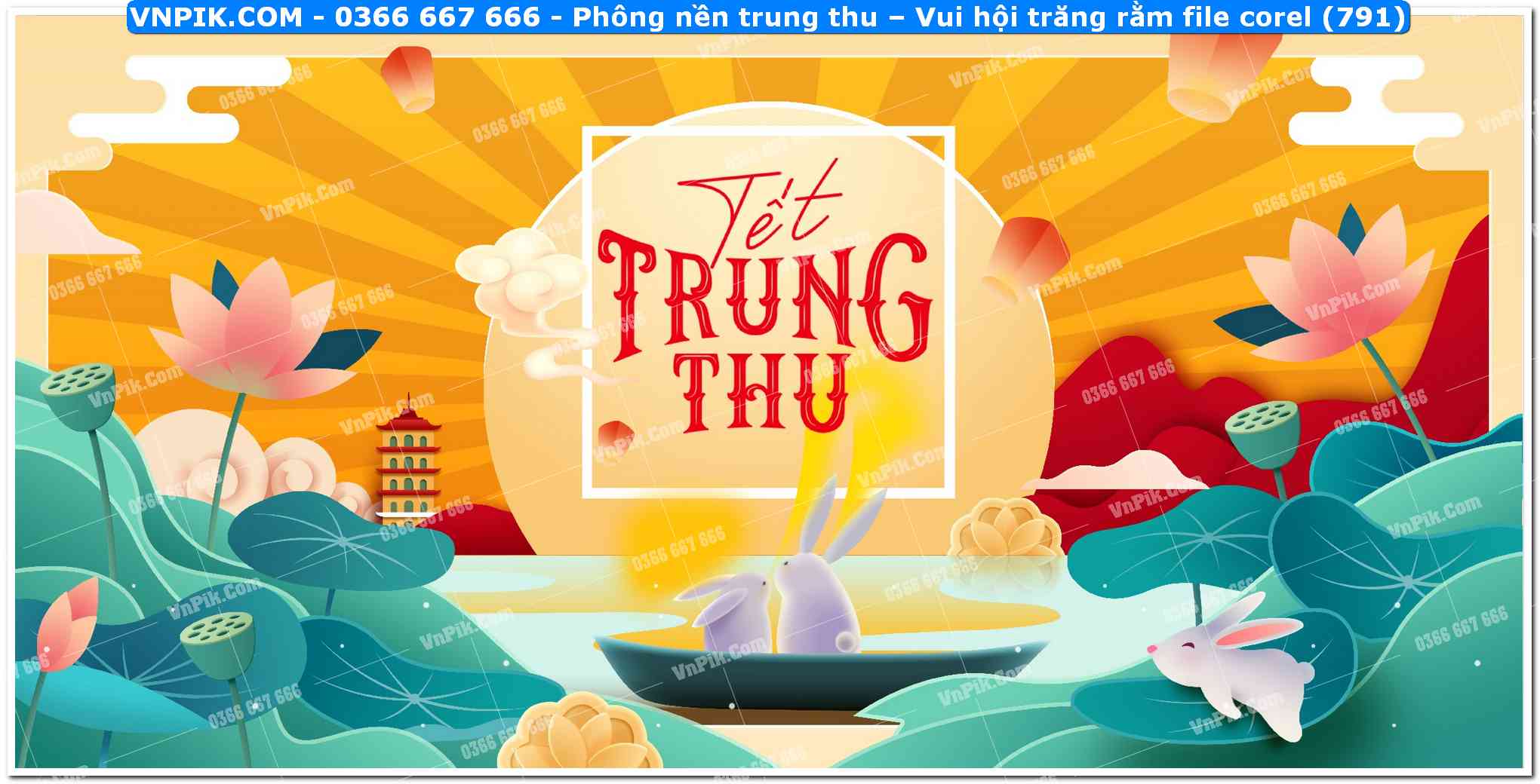Phông nền trung thu – Vui hội trăng rằm file corel (791)