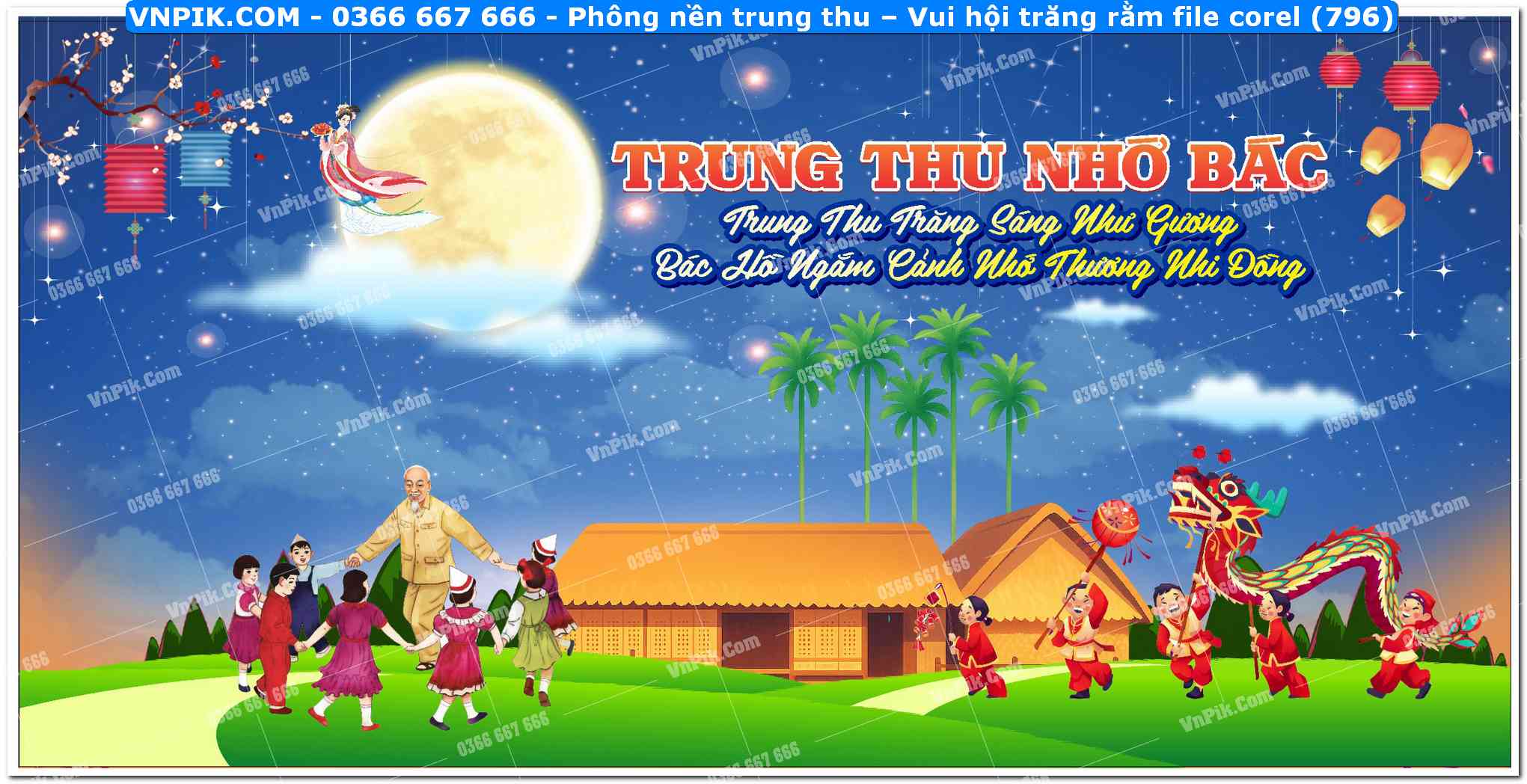 Phông nền trung thu – Vui hội trăng rằm file corel (796)