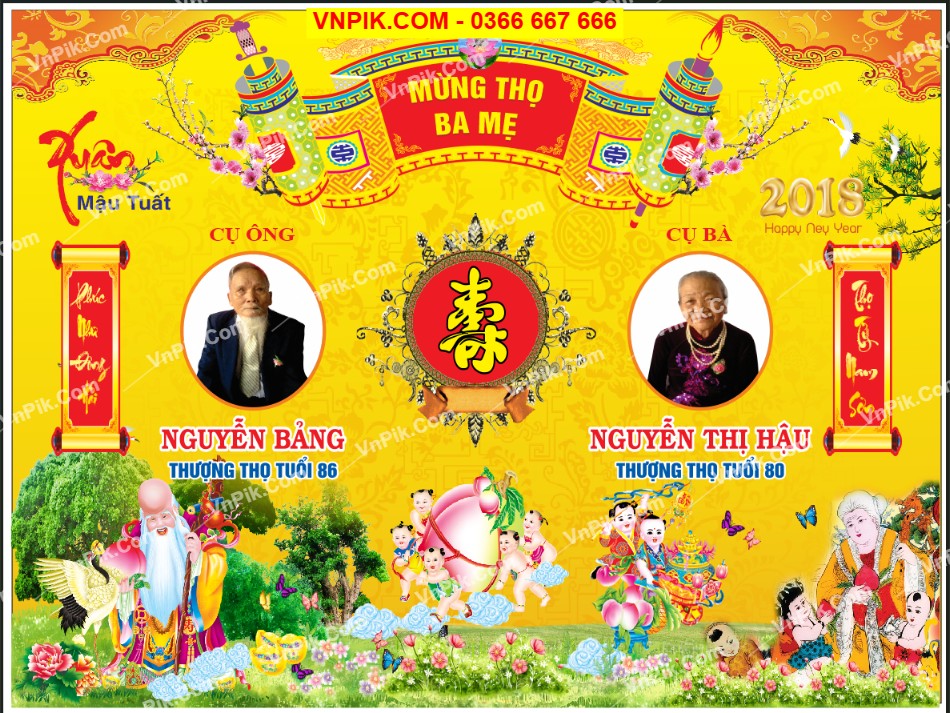 Market mừng thượng thọ ba mẹ file CorelDRAW