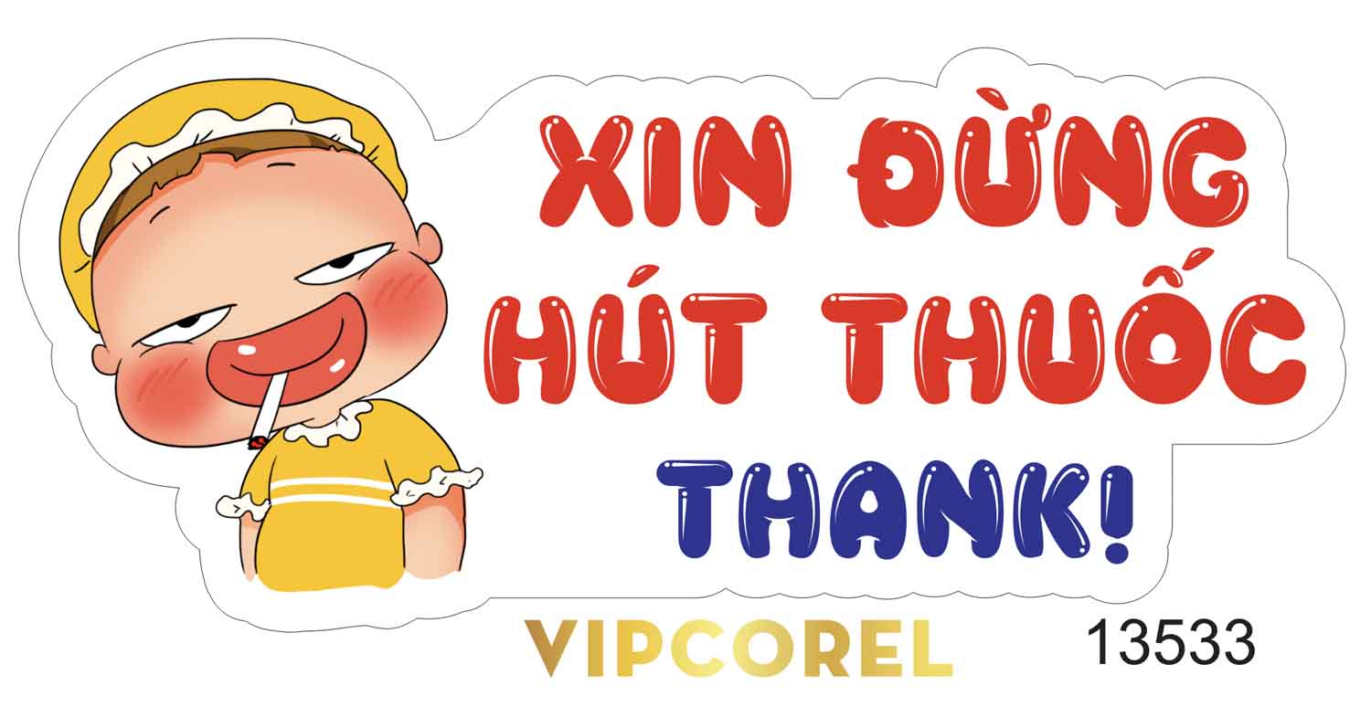 Tem dán Xin đừng hút thuốc – Thank! file corel