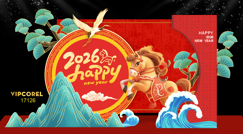 Backdrop Happy New Year 2026 file corel #106