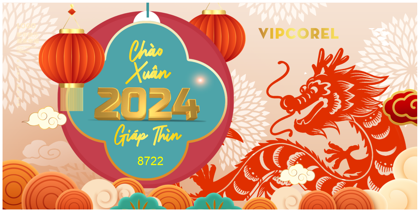 Backdrop chào xuân 2024 Giáp Thìn #53 file corel