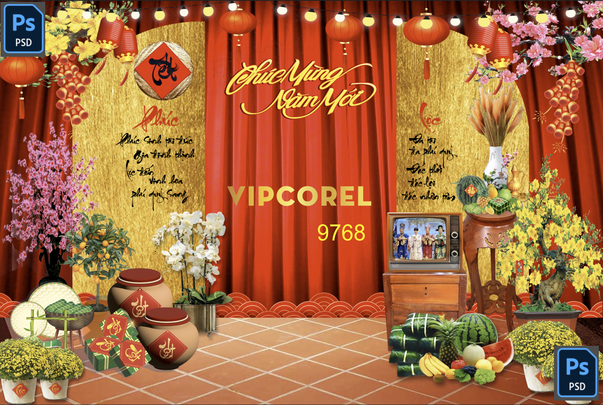 Tiểu cảnh trang trí tết chúc mừng năm mới 2024