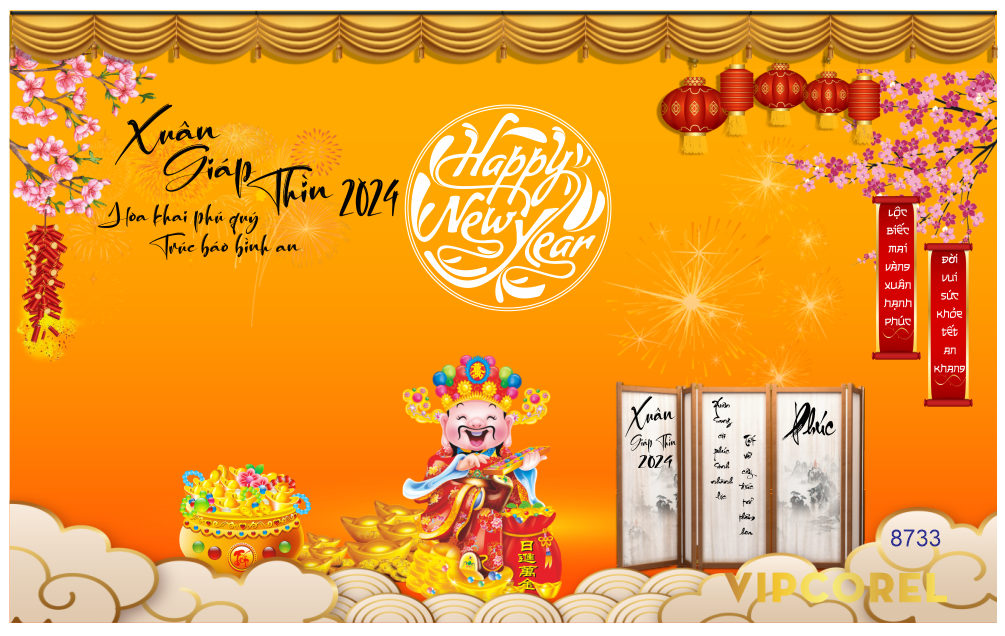 Backdrop happy new year xuân Giáp Thìn 2024 #64