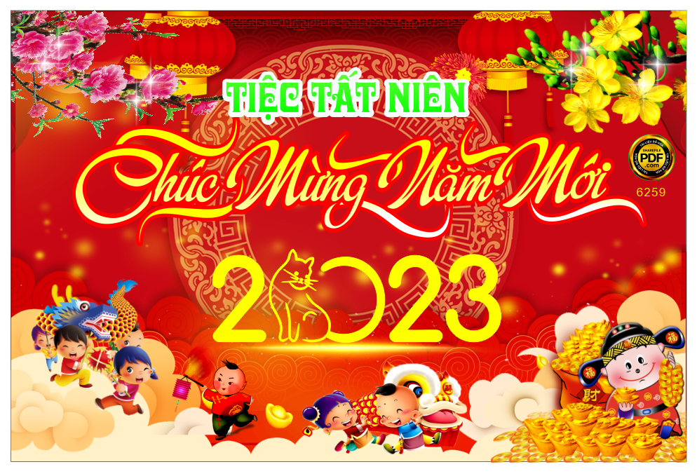 Backdrop Tiệc tất niên chúc mừng năm mới 2023 #61 file corel