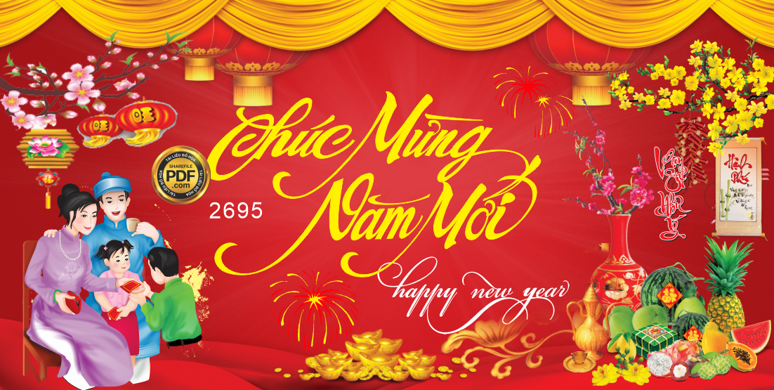 Market backdrop sân khấu chúc mừng năm mới vạn sự như ý